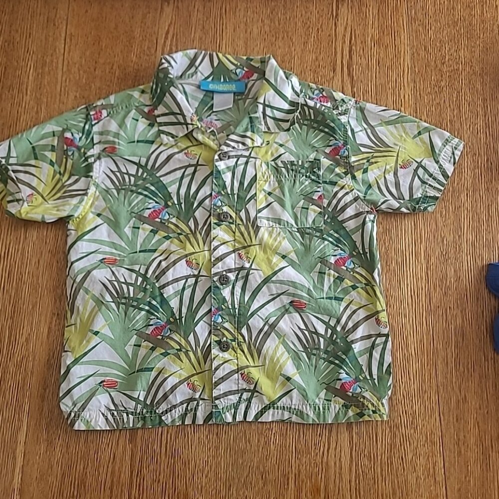 Boys Gymboree Jungle Bug Button Front Shirt size 4 100% Cotton